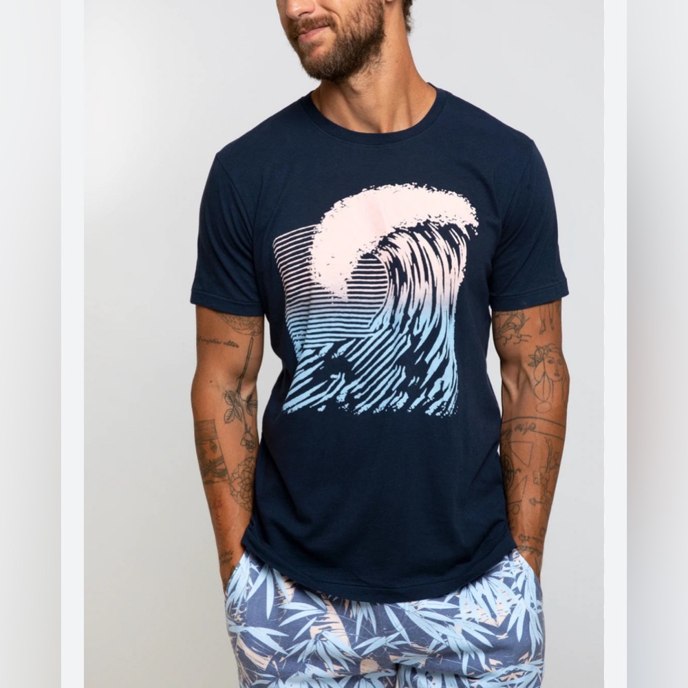 Sol Angeles Men's Navy Graphic Wave Tee